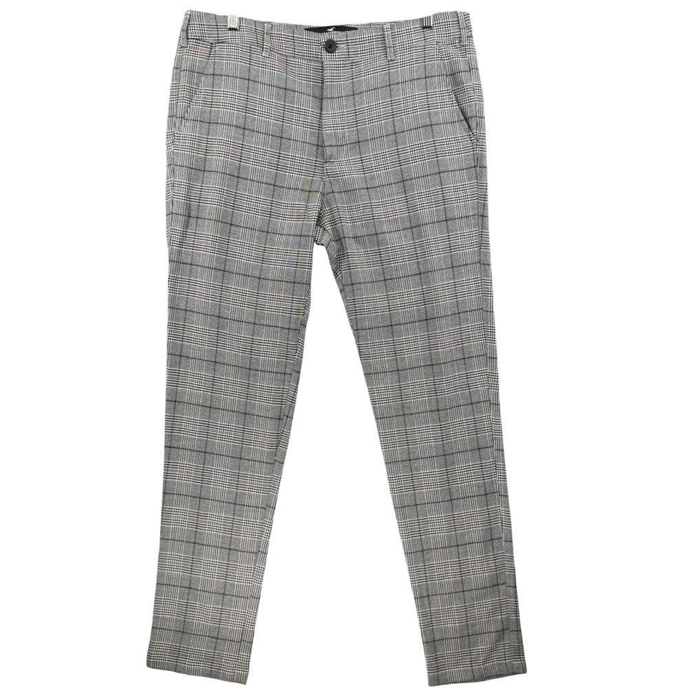 Hollister Skinny Chino Pants Mens 32x32 Grey Plaid Epic Flex New
